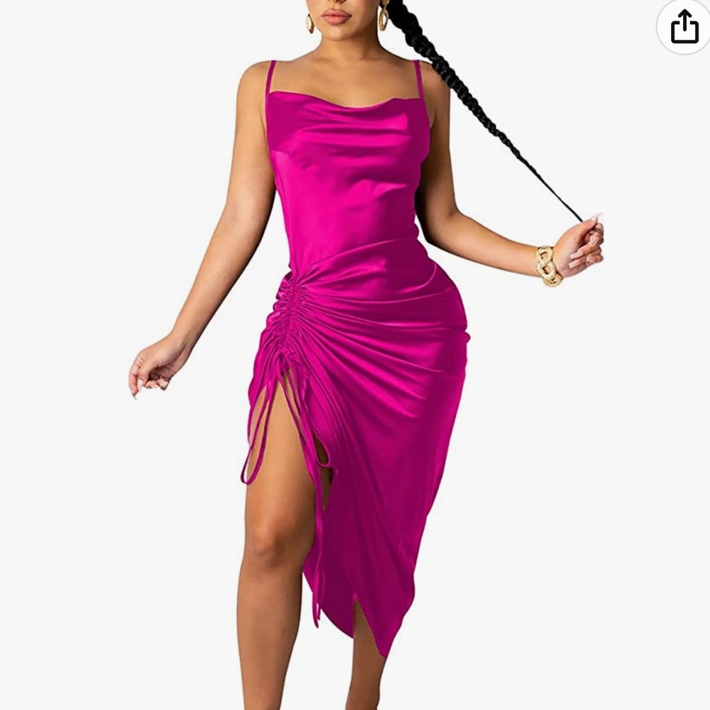 Spaghetti satin evening dress